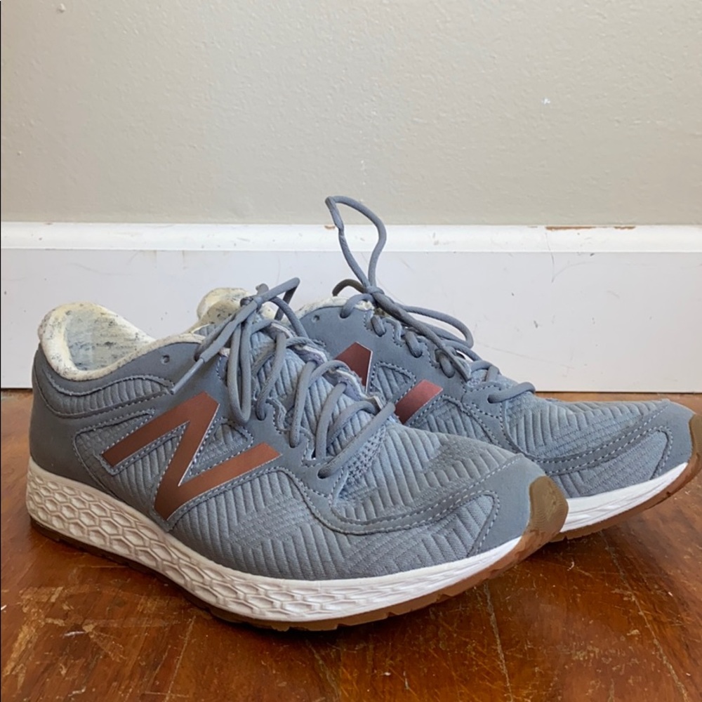 New Balance Light Blue & Rose Gold Sneakers